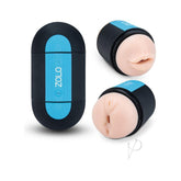 Zolo Pleasure Pill Silicone Rechargeable Masturbator - Mouth And Anal - Black/Blue